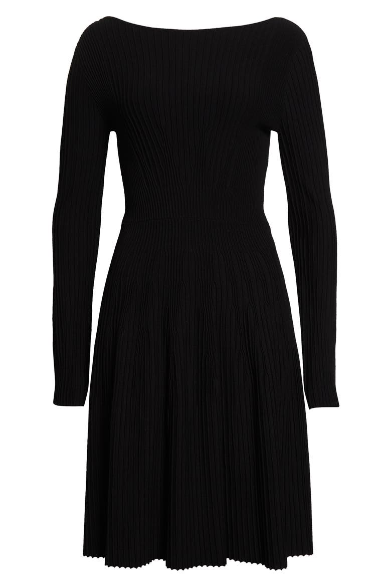 Ribbed Fit and Flare Sweater Dress, Alternate, color, BLACK SOLID