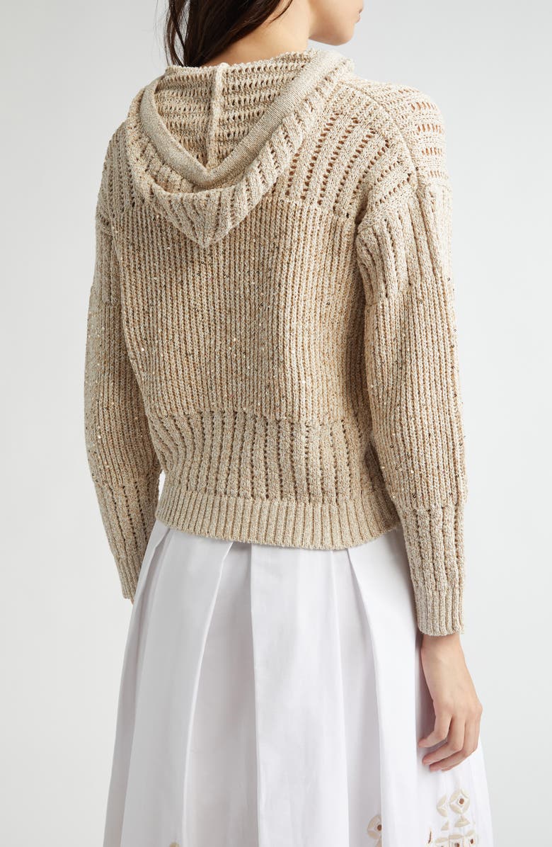 Eleventy Sequin Zip-Up Hooded Cardian, Alternate, color, 