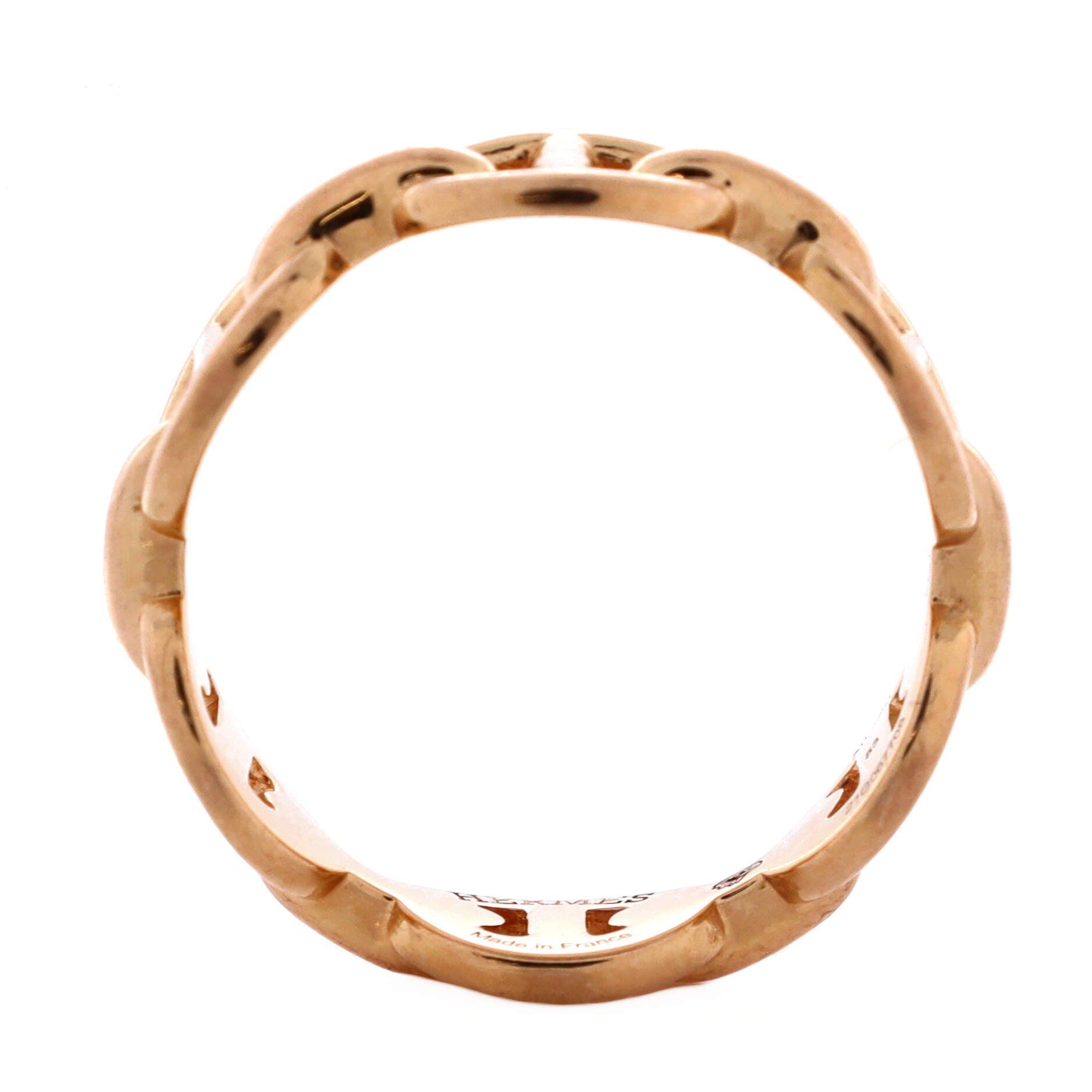 Pre-Owned Hermes Chaine d'Ancre Enchainee Ring 18K Rose Gold Small, Alternate, color, Rose Gold