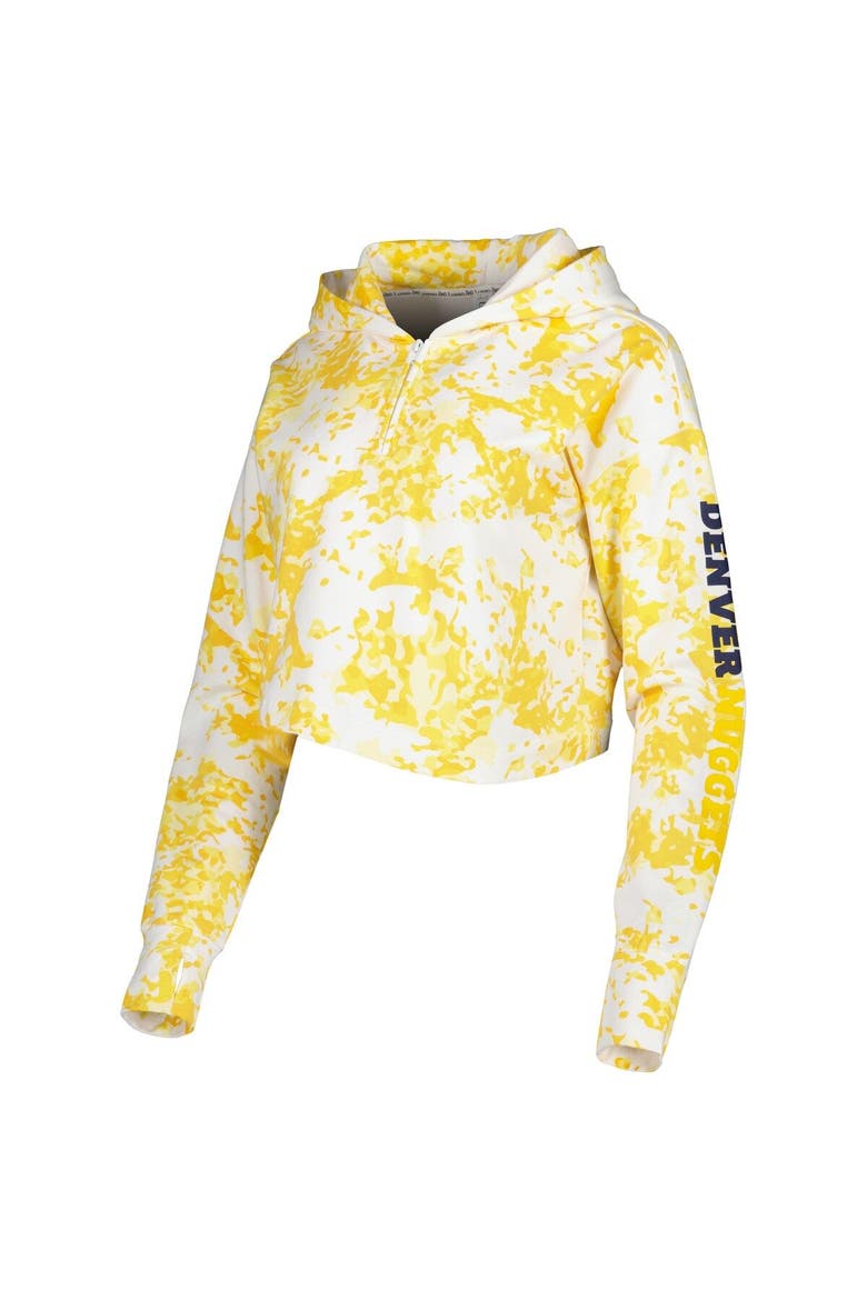Women's Lusso Gold/White Denver Nuggets Maia Tri-Blend Cropped Quarter-Zip Top, Alternate, color, Gold