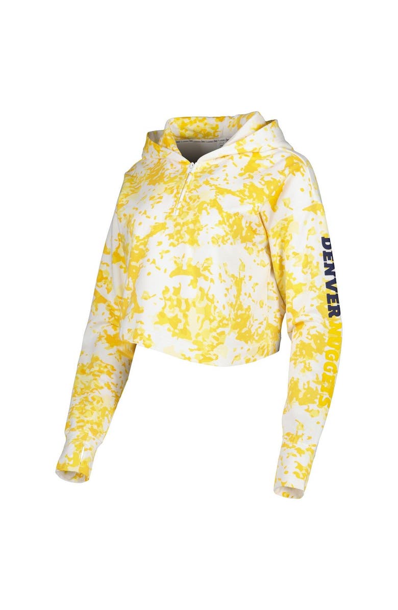 LUSSO Women's Lusso Gold/White Denver Nuggets Maia Tri-Blend Cropped Quarter-Zip Top, Alternate, color, Gold