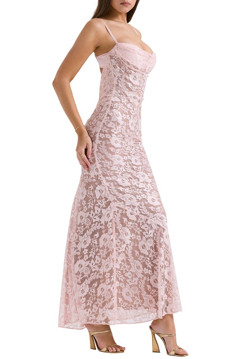 Azzurra Metallic Lace Body-Con Gown, Alternate, color, PINK