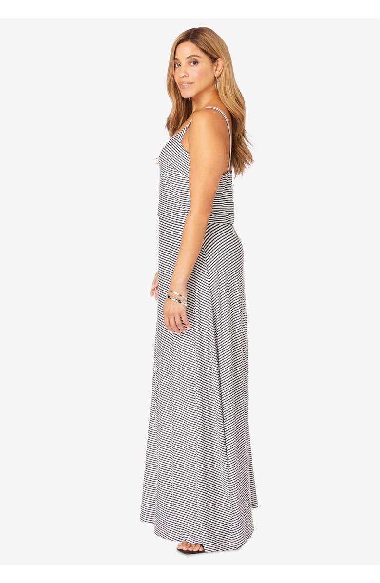 Jessica London Stretch Knit Blouson Maxi Dress, Alternate, color, Black Bias Stripe