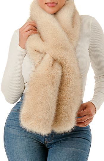 Marcus Adler Faux Fur Pull-through Scarf In Brown