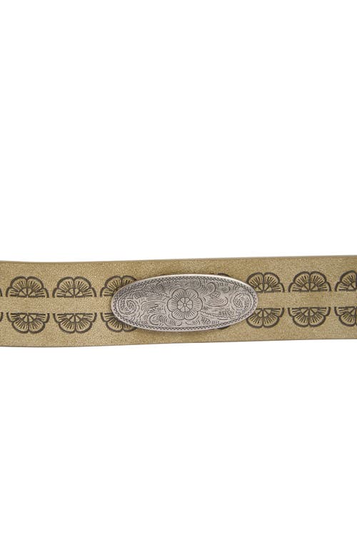 Steve Madden Oval Concho Burnished Buckle Belt In Sage