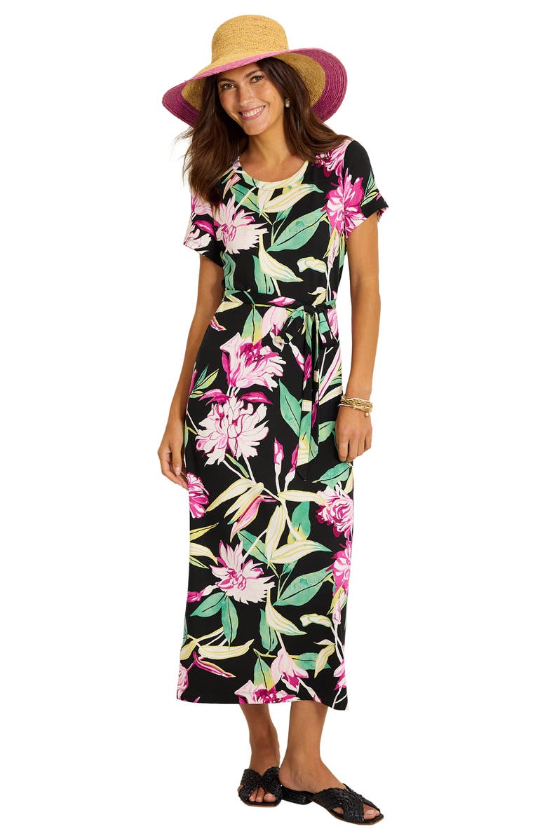Tommy Bahama Twilight Bloom Knit Midi Dress, Alternate, color, Black
