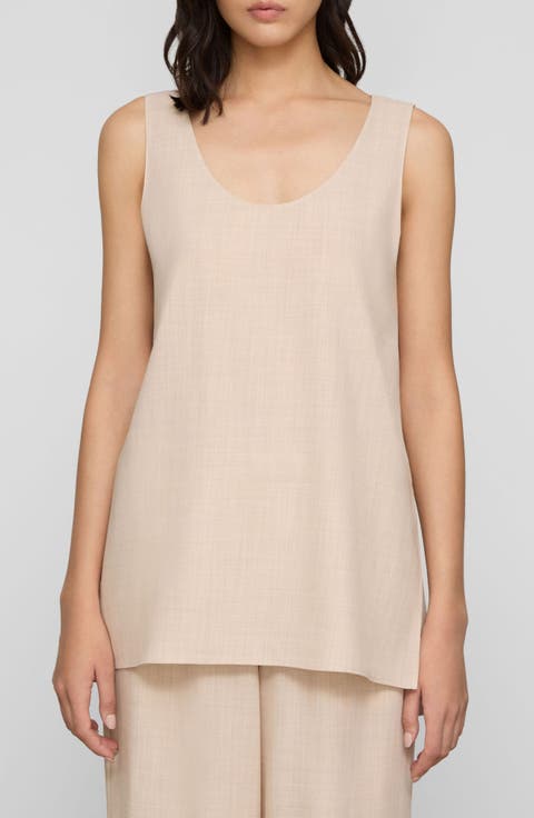 Scoop Neck Wool & Silk Long Tank