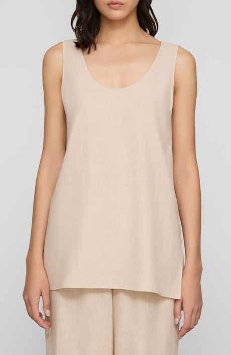 Scoop Neck Wool & Silk Long Tank
