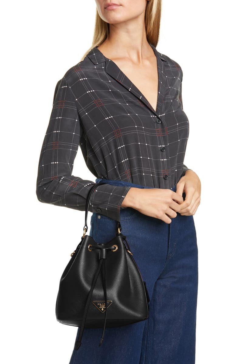 Prada Saffiano Leather Bucket Bag, Alternate, color,