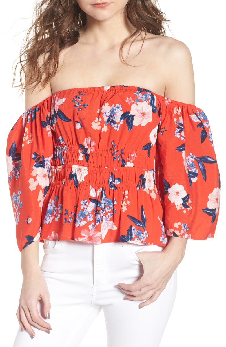 cupcakes and cashmere Barr Off the Shoulder Blouse, Main, color, 