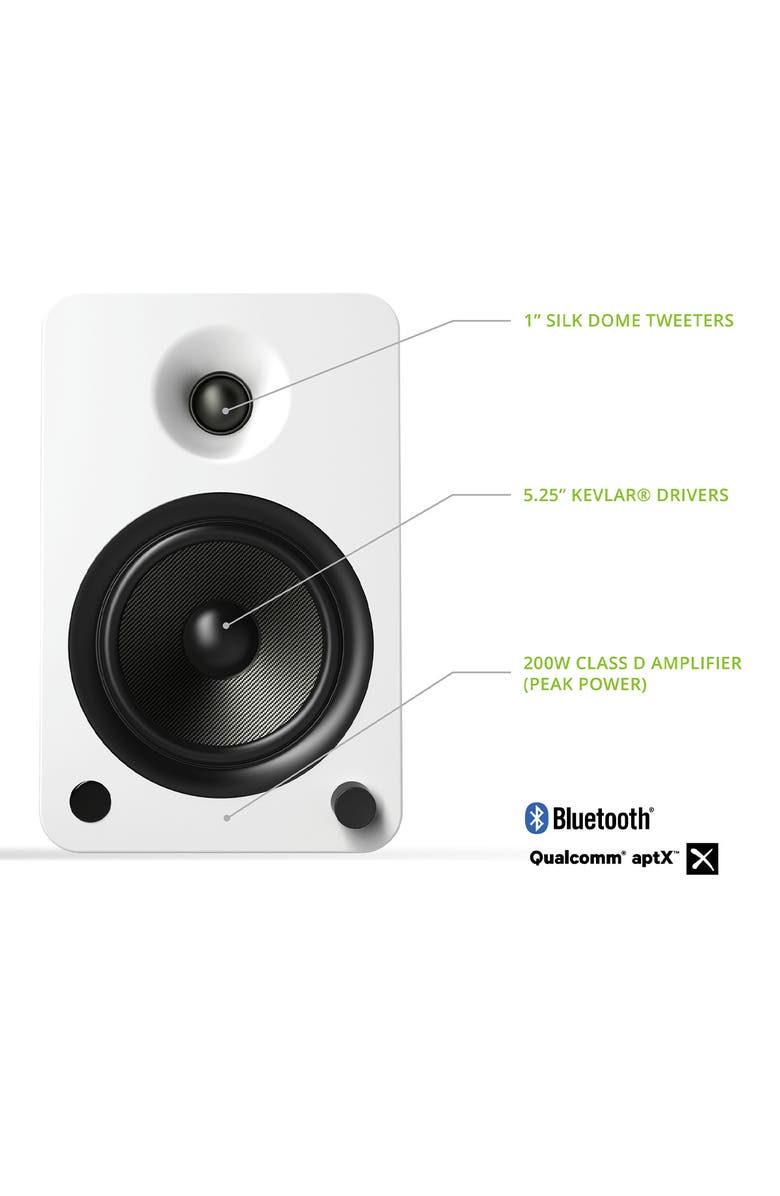 Kanto YU6 Powered Bookshelf Speakers with Built-In Bluetooth - Pair, Alternate, color, Matte White