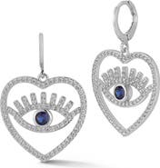 SPHERA MILANO Cubic Zirconia Evil Eye Heart Drop Earrings