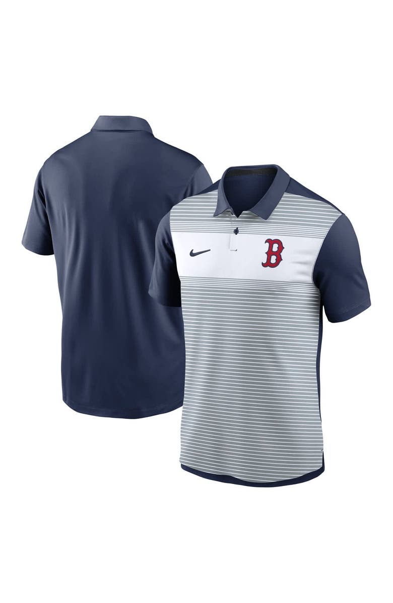 Nike Men's Nike White/Navy Boston Red Sox Vapor Striped Performance Polo, Alternate, color, White