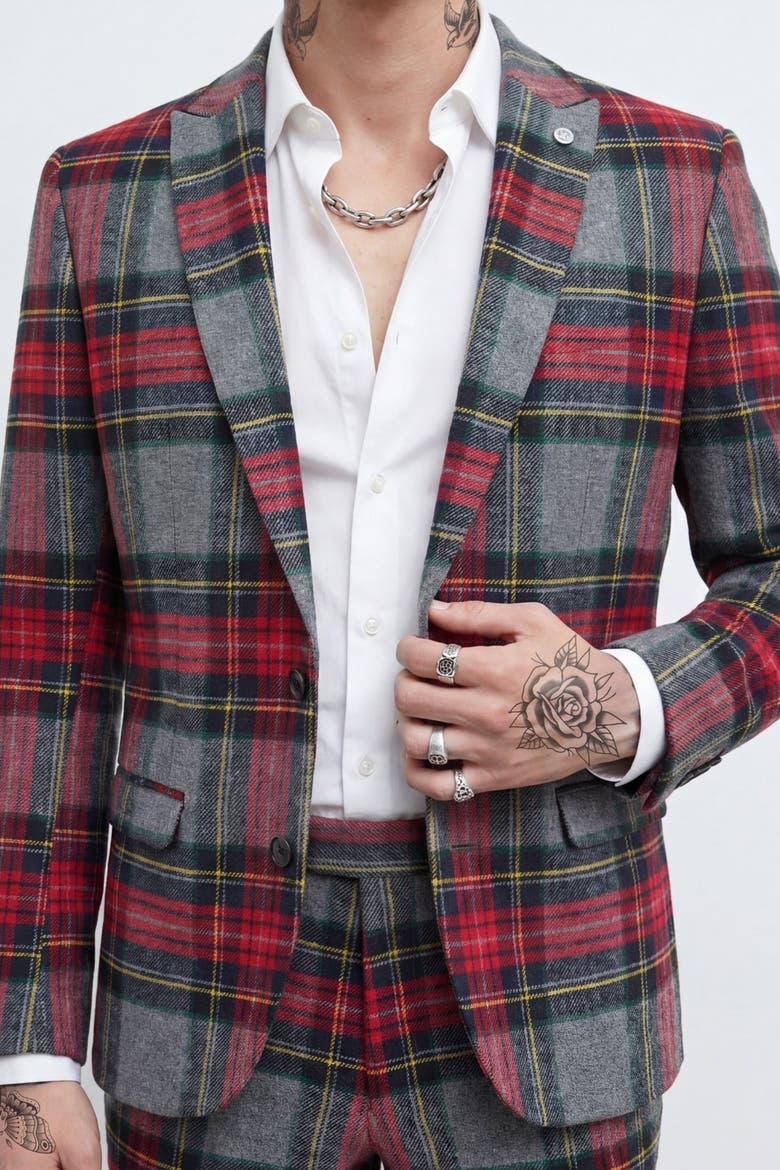 Cardosi Slim Fit Tuxedo Jacket, Alternate, color, Red Grey