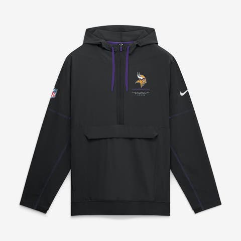 Men's Nike Black Minnesota Vikings Sideline Logo Glory Anorak Half-Zip Hooded Jacket