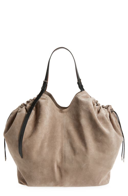 Maison Margiela Drawstring Suede Tote In Brown