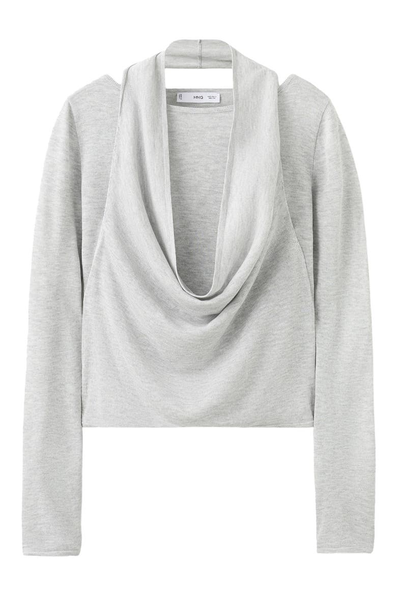 Cowl Front Sweater, Alternate, color, MEDIUM HEATHER GREY