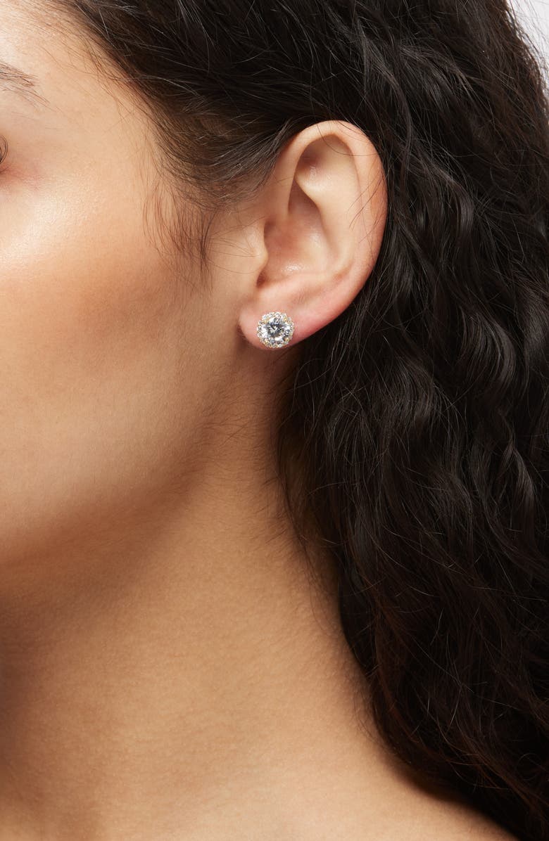 Shashi Halo Stud Earrings, Alternate, color, Gold