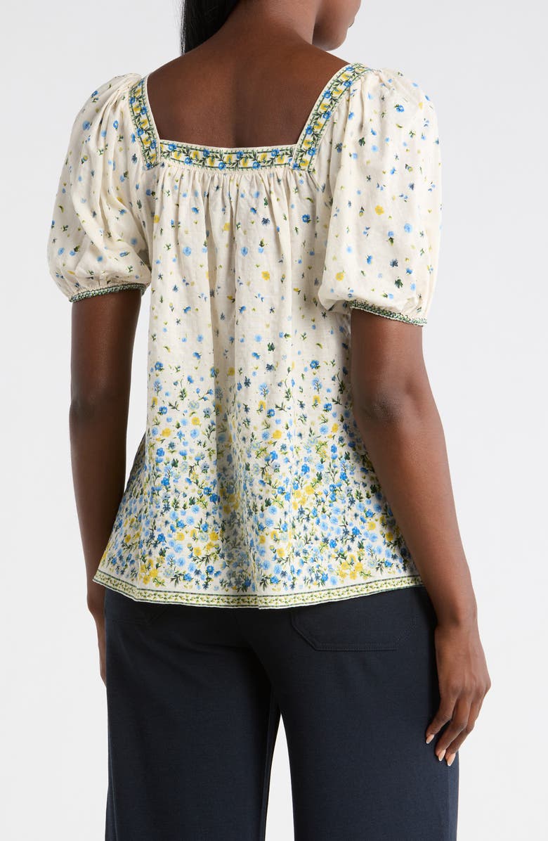 MAX STUDIO Printed Square Neck Top, Alternate, color, Cream/ Blue Ditsy
