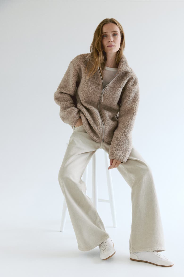 Mama Before & After Babywearing Teddy Jacket, Alternate, color, Beige