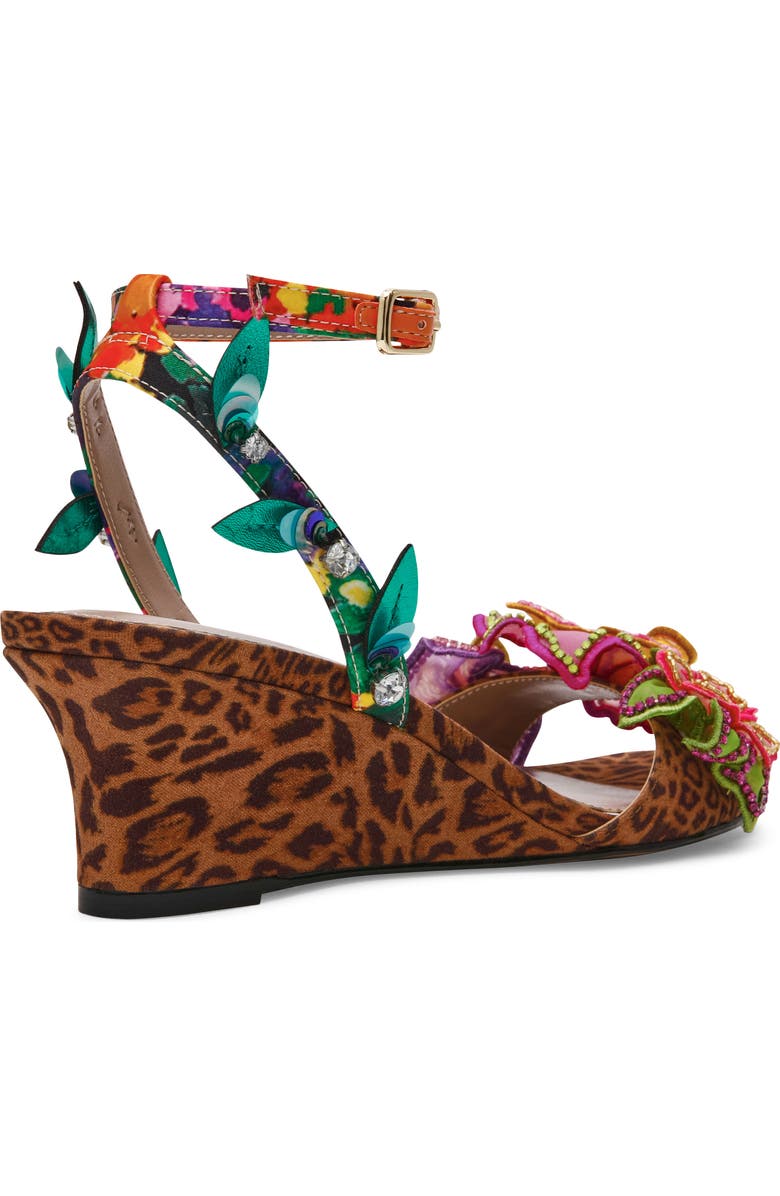 Betsey Johnson Spenser Ankle Strap Wedge Sandal, Alternate, color, Leopard Multi