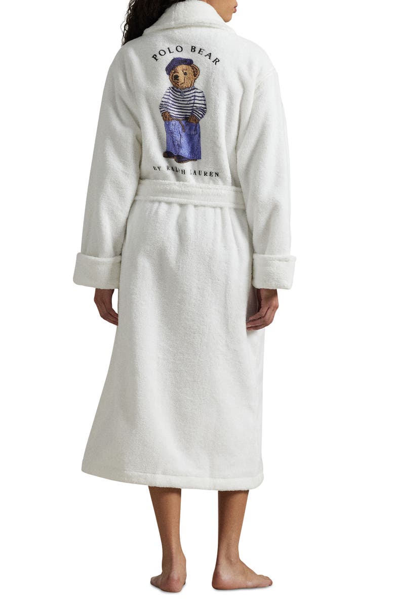 Polo Ralph Lauren Bear Print Organic Cotton Robe, Alternate, color, Beret Bear