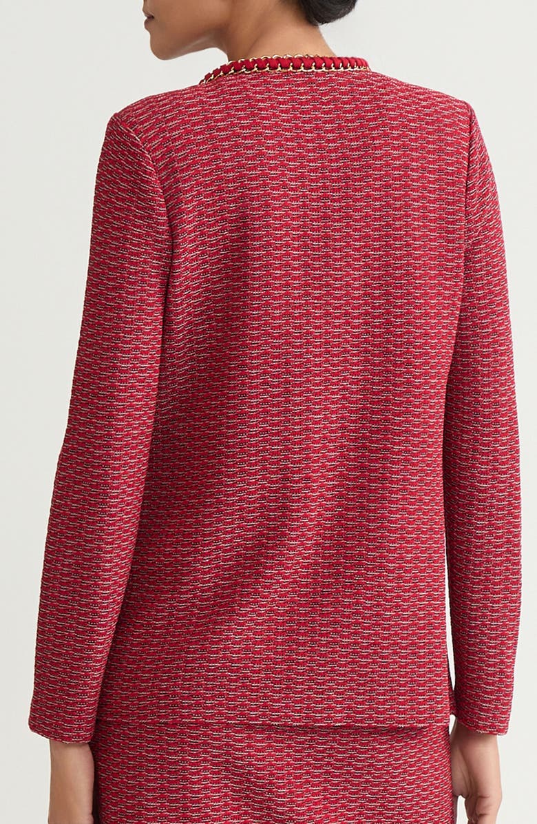 Ming Wang Whipstitch Chain Trim Knit Jacket, Alternate, color, Holiday/ Twig/ Black