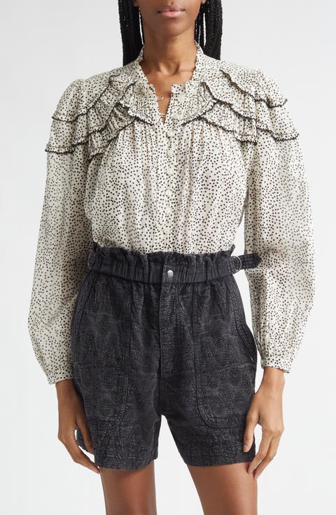 Crista Ruffle Trim Cotton Top