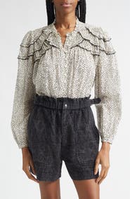 Isabel Marant Étoile Crista Ruffle Trim Cotton Top
