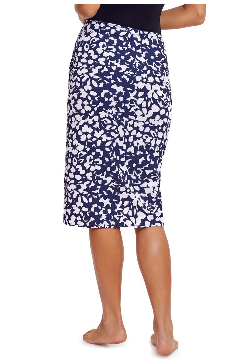 Gottex Modest Modest Faux Wrap Skirt with Tie, Alternate, color, Navy/Wh