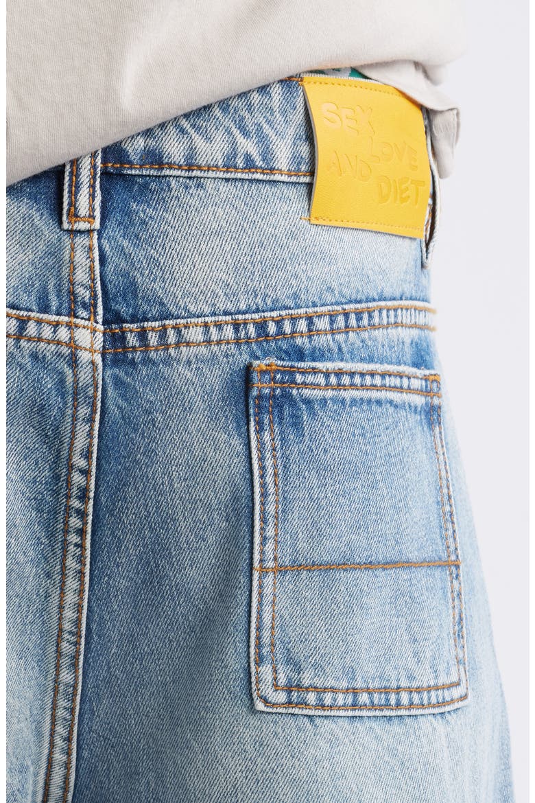 Snake Embroidered Denim Shorts, Alternate, color, WASHED INDIGO