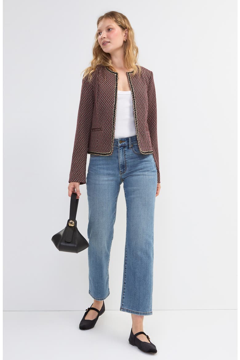 Gold Trim Jacquard Jacket, Alternate, color, DK OXBLD MULTI