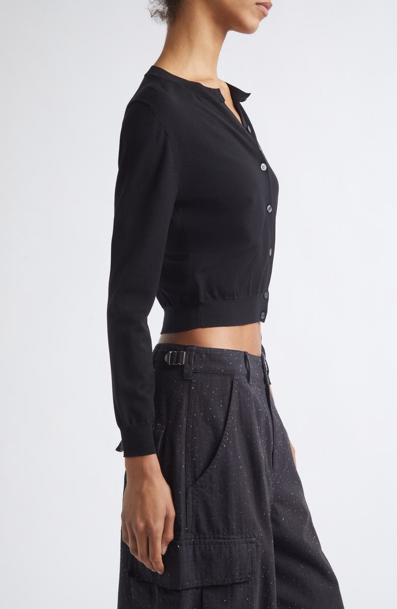 Alexander Wang Hotfix Logo Shrunken Cardigan, Alternate, color, Black