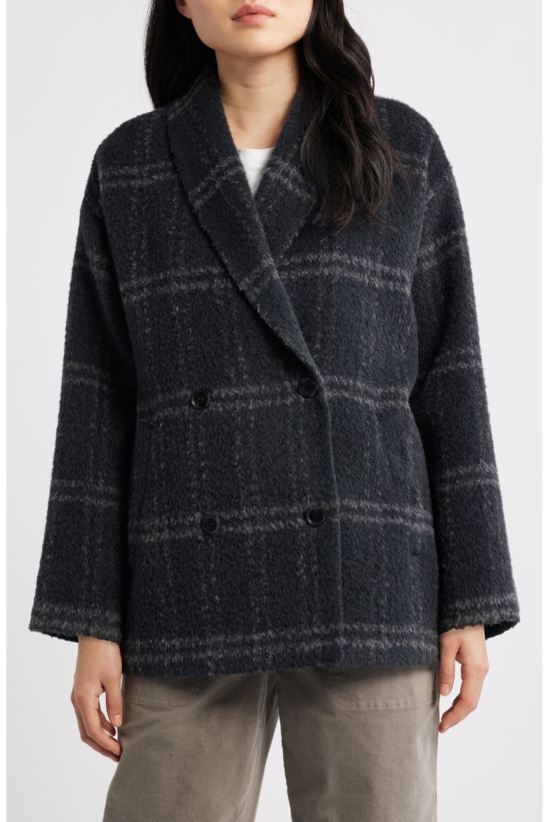 Shawl Collar Alpaca & Wool Blend Coat, Main, color, CHARCOAL