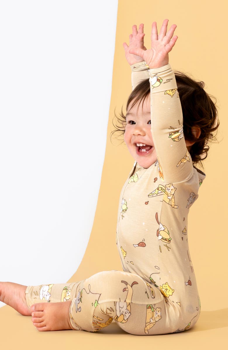 Bellabu Bear Foodie Cats Convertible Footie Pajamas, Alternate, color, 