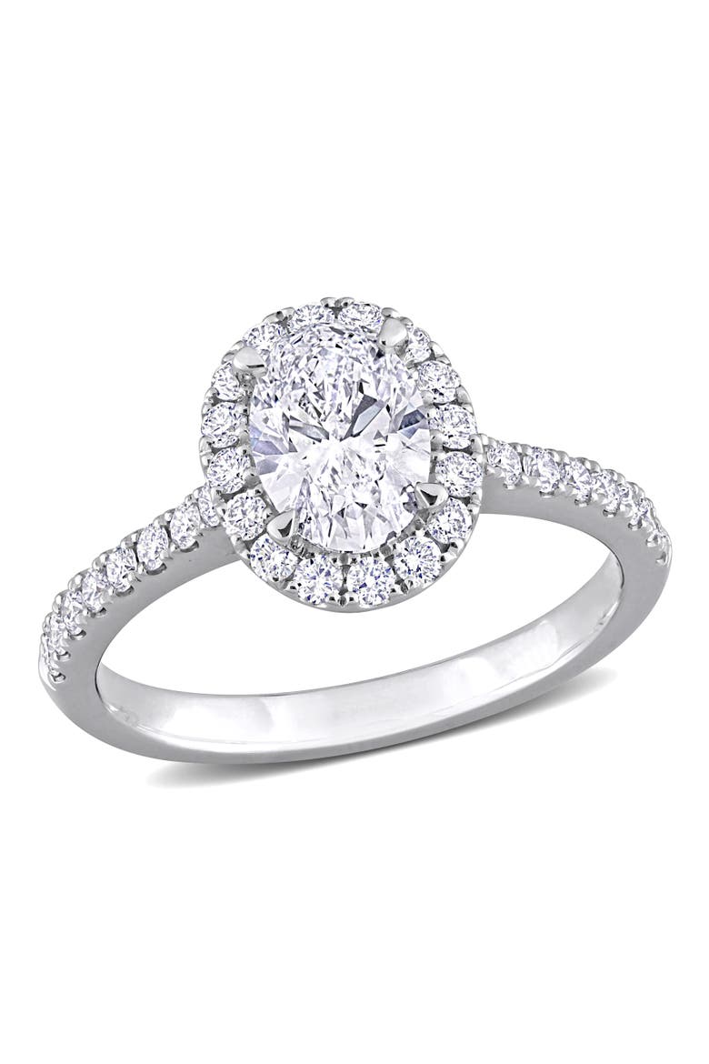 1-1/2 CTW Lab-Grown Diamond Oval Halo Ring 14k, Main, color, White Gold