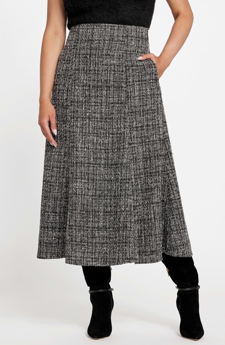 Marciano Gea Flared Tweed Midi Skirt, Main, color,