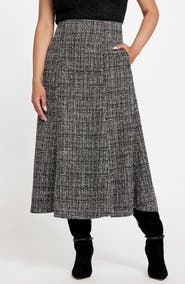 Marciano Gea Flared Tweed Midi Skirt