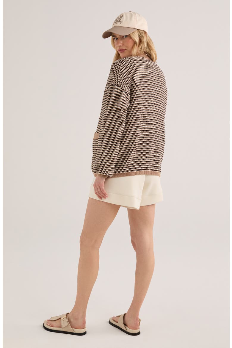 Tidewell Cotton Jacquard Cardigan, Alternate, color, WARM TAUPE