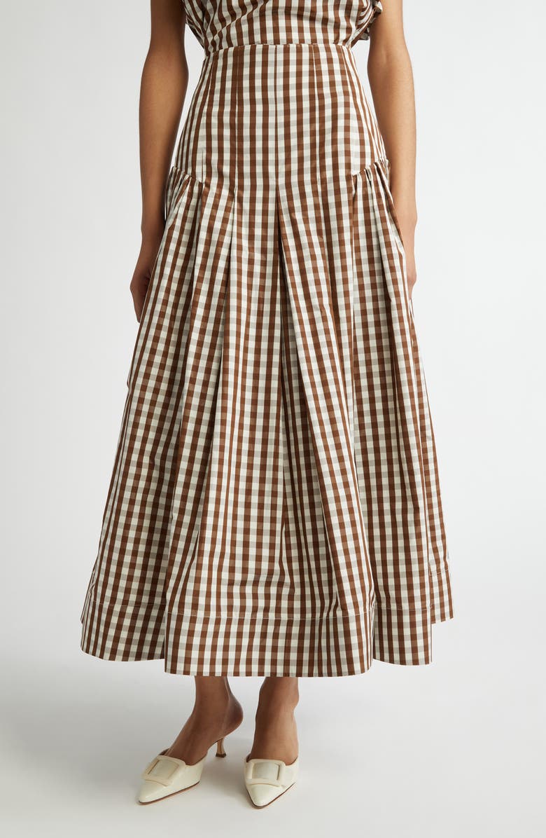 Lela Rose Gingham Check Taffeta Full Skirt, Main, color, 