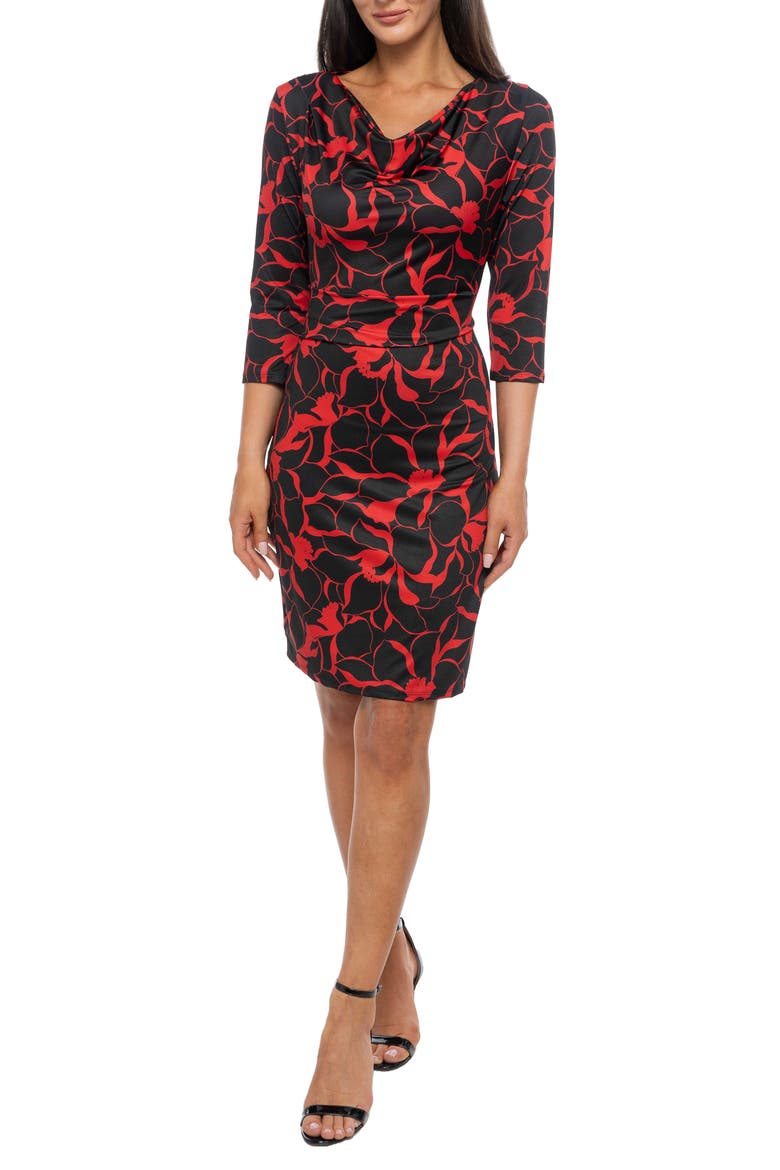 Cowl Neck Minidress, Main, color, BLACK RED
