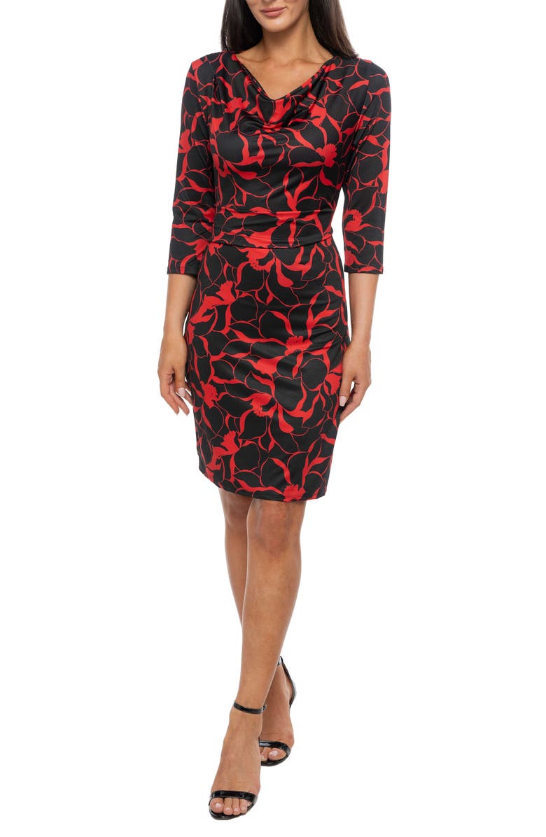 TASH AND SOPHIE Cowl Neck Minidress, Main, color, Black Red