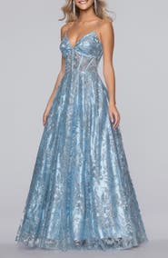 Blondie Nites Jill Glitter Mesh Corset Gown