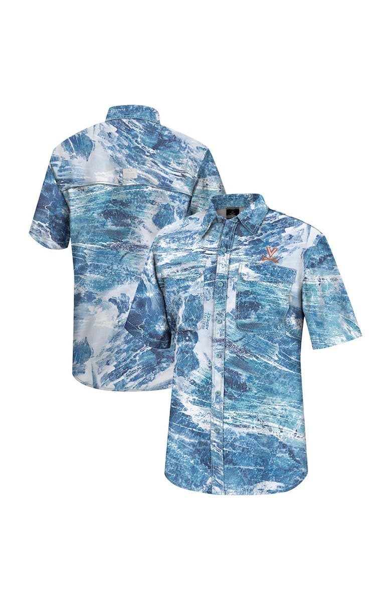 COLOSSEUM Men's Colosseum Blue Virginia Cavaliers Realtree Aspect Charter Full-Button Fishing Shirt, Main, color, Blue