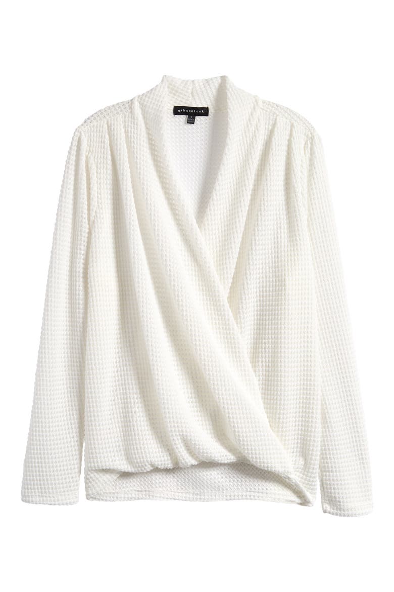 Open Stitch Surplice Sweater, Alternate, color, WHITE