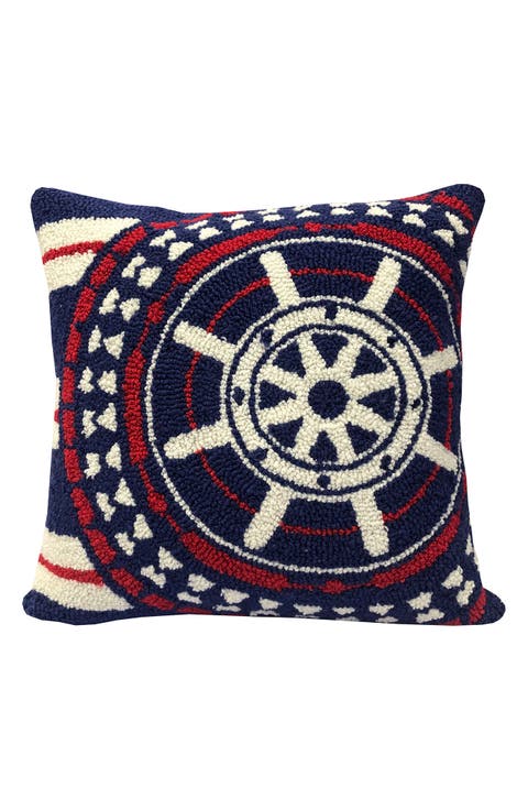 Nautical Wheel Indoor/Outdoor Throw Pillow