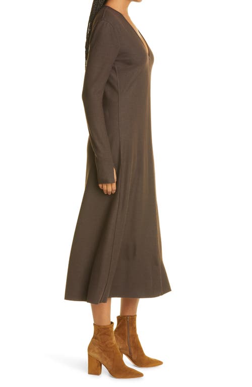 Rag & Bone Yan V-neck Long Sleeve Wool Dress In Brown