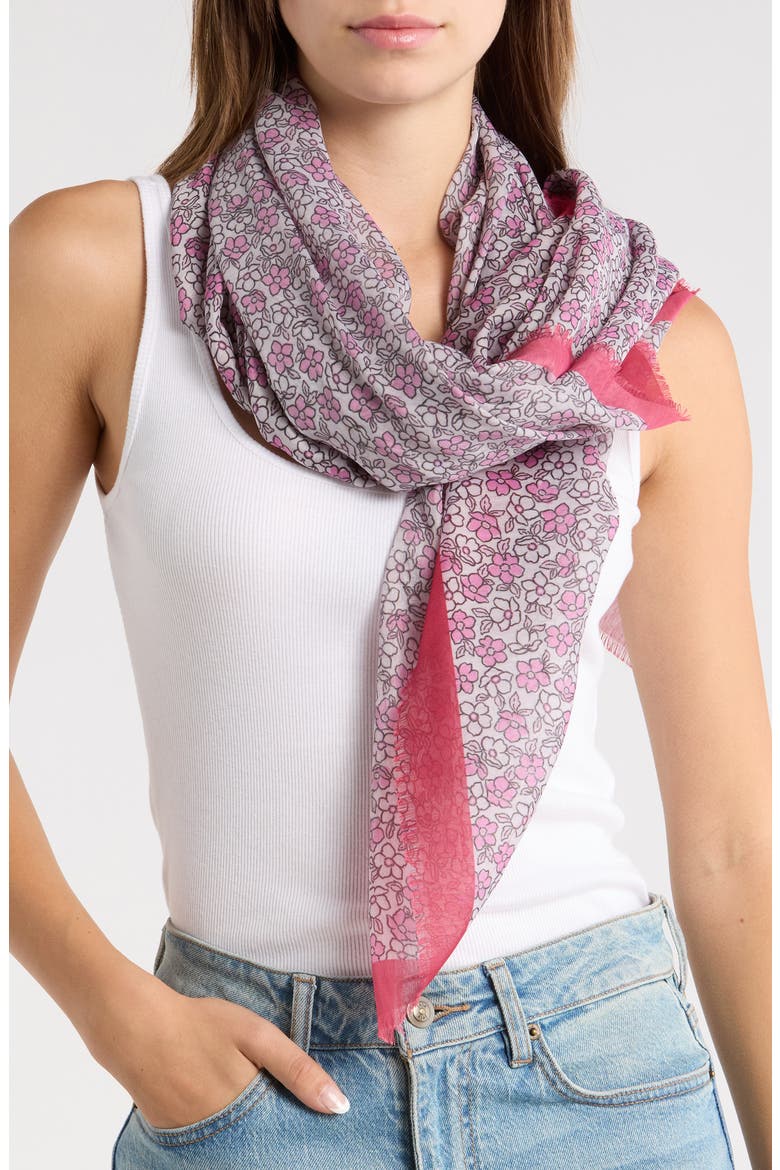 Floral Gauzy Scarf, Main, color, PINK