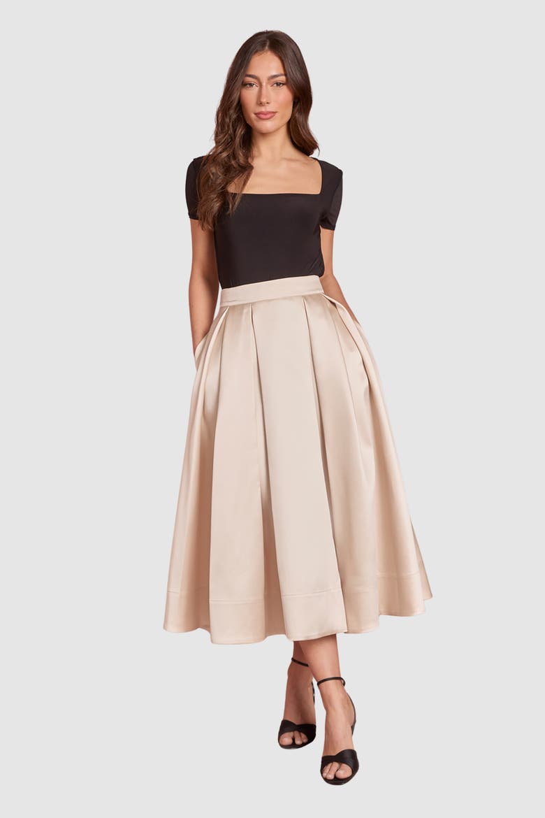 High-Waist Full Volume A-Line Skirt, Alternate, color, Champagne