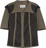 Maison Margiela Jacquard Silk Organza Mixed Media Short Sleeve Button-Up Shirt